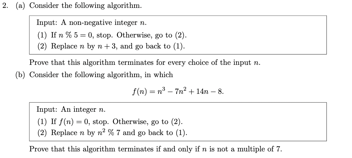 Solved 2. (a) Consider the following algorithm. Input: A | Chegg.com