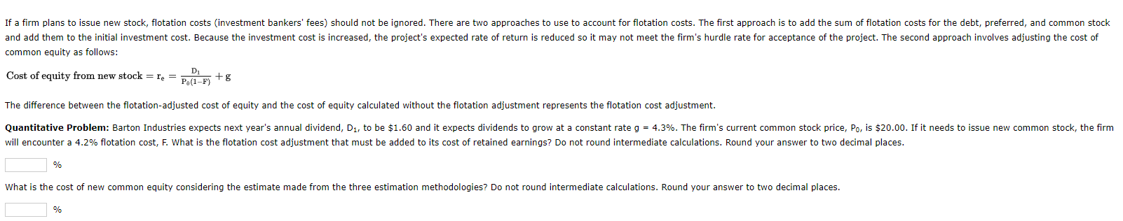 Solved Common Equity As Follows: Cost Of Equity From New | Chegg.com