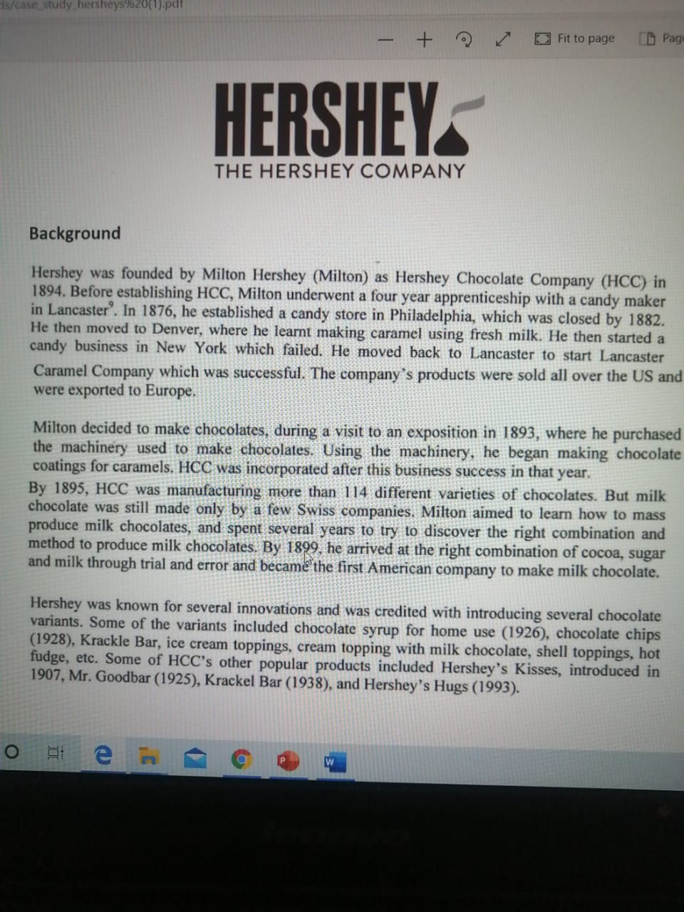 Terseys you par - + Fit to page D Pag THE HERSHEY | Chegg.com