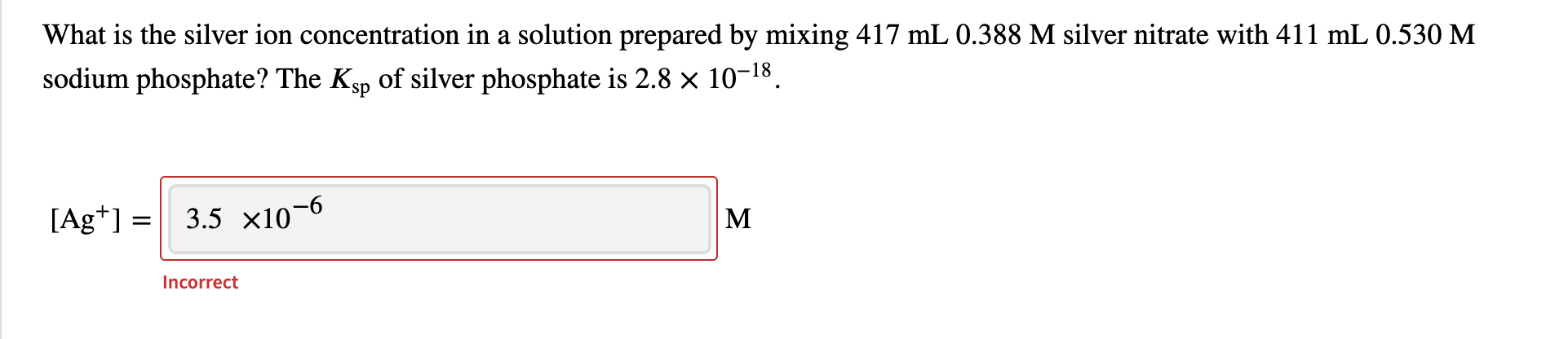 Solved What is the silver ion concentration in a solution | Chegg.com