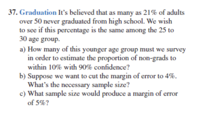 Solved 37. Graduation It's Believed That As Many As 21% Of | Chegg.com