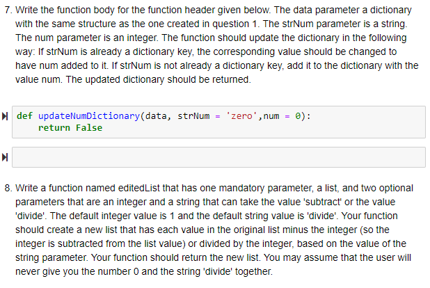 Solved 7. Write the function body for the function header | Chegg.com