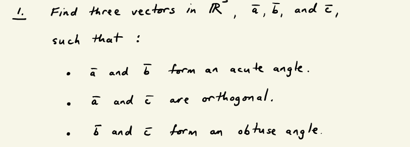 Solved 1 Find Three Vectors In R A I And E Such That Chegg Com