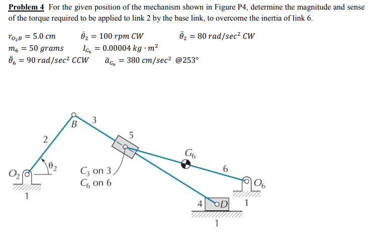 Solved Problem 4 For the given position of the mechanism | Chegg.com