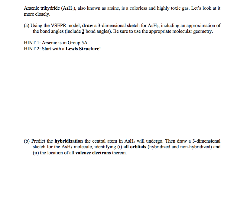 Solved Arsenic Trihydride Ash3 Also Known As Arsine I Chegg Com