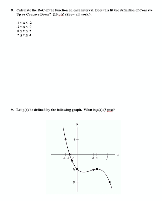 8. Calculate The Roc Of The Function On Each 