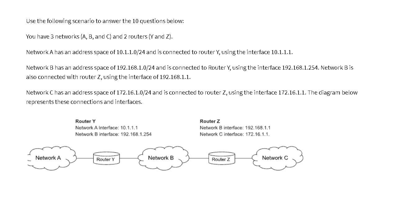 Solved Use The Following Scenario To Answer The 10 Questions Chegg Com