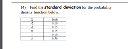 Solved (4) Find the standard deviation for the probability | Chegg.com