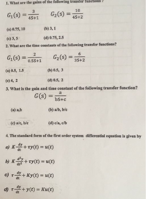 Solved 1. What are the gains of the following transfer | Chegg.com
