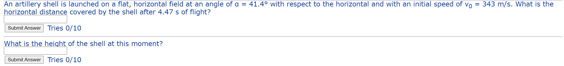Solved An artillery shell is launched on a flat, horizontal | Chegg.com