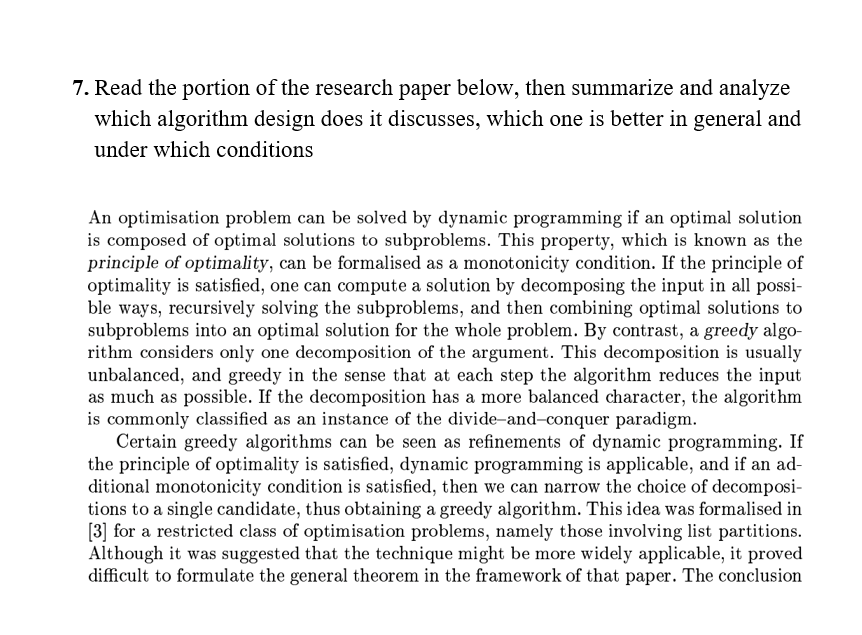 Solved 7. Read The Portion Of The Research Paper Below, Then | Chegg.com