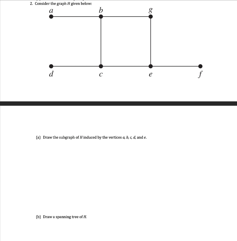 Solved 2. Consider The Graph H Given Below: A B D с E F (a) | Chegg.com