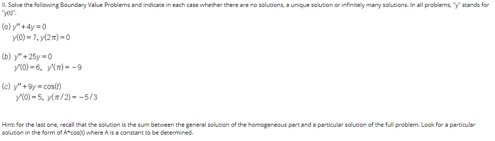 Solved II. Solve the following Boundary Value Problems and | Chegg.com