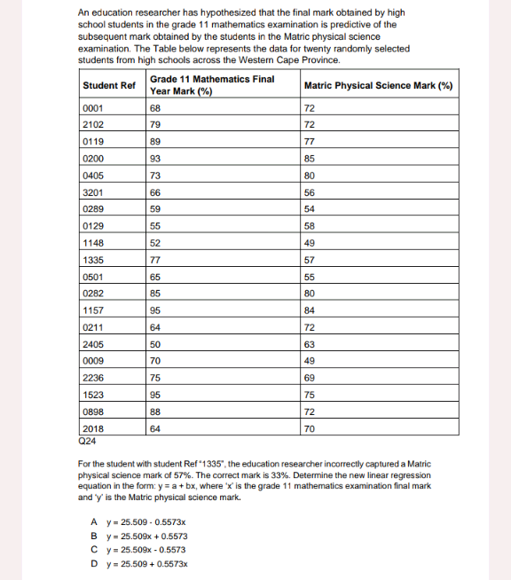 Solved An education researcher has hypothesized that the | Chegg.com