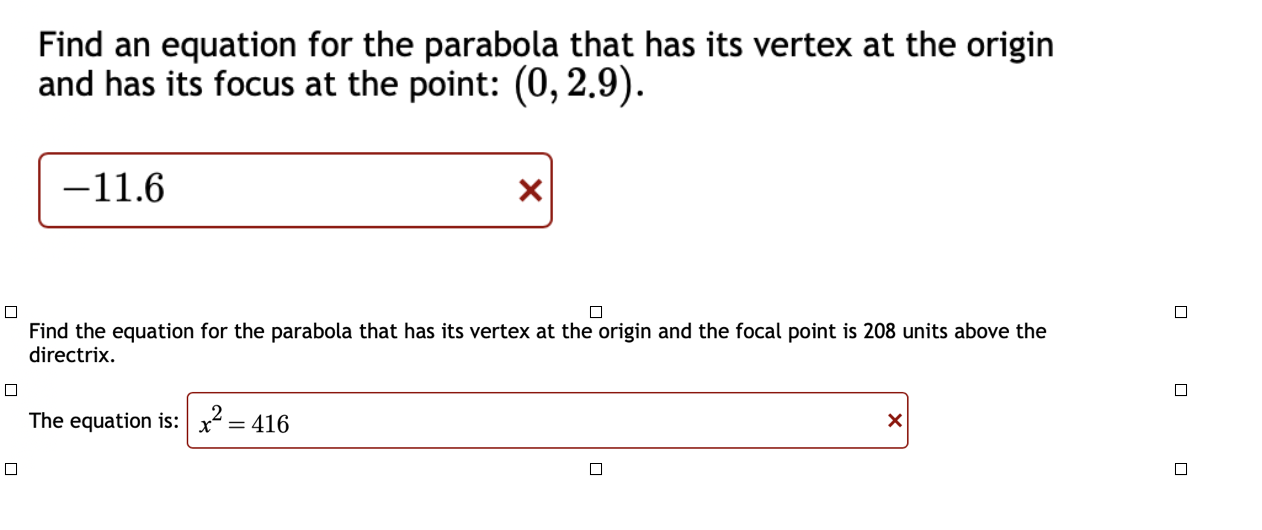 find the equation of a parabola with vertex at the origin