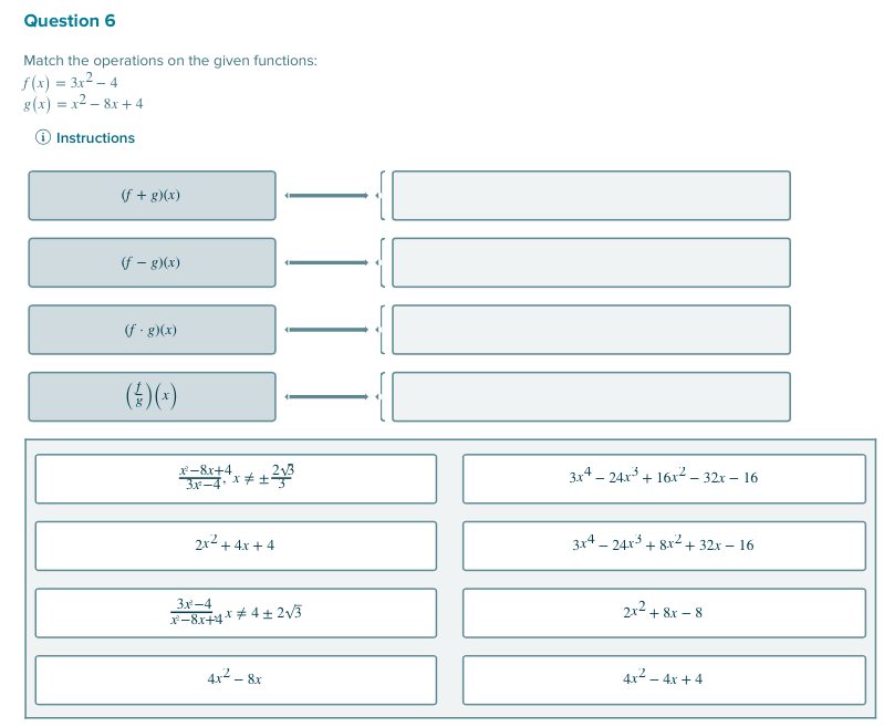 Solved Question 5 Match the operations on the given | Chegg.com