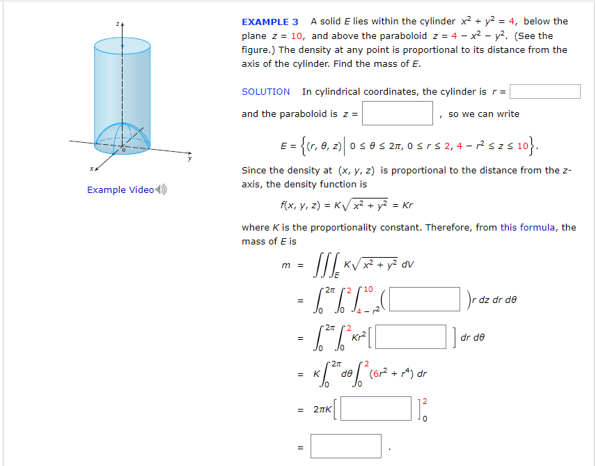 Solved Example 3 A Solid E Lies Within The Cylinder X2 Y2 Chegg Com