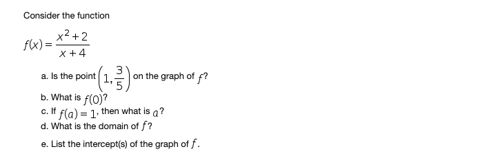 Solved Consider the function x²+2 f(x)= X +4 a. Is the point | Chegg.com