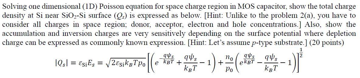 Solving one dimensional (1D) Poisson equation for | Chegg.com