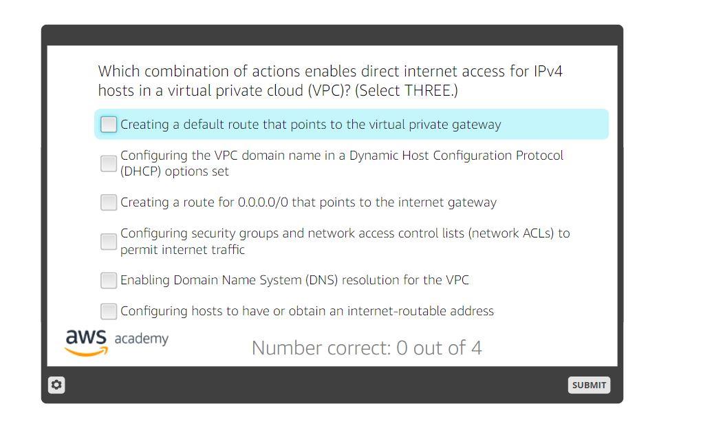 Solved Which combination of actions enables direct internet | Chegg.com