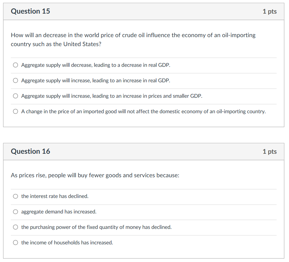 Solved Question 13 1 pts The interest rate effect predicts | Chegg.com