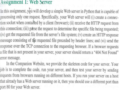 Solved Assignment I: Web Server In this assignment,you will | Chegg.com