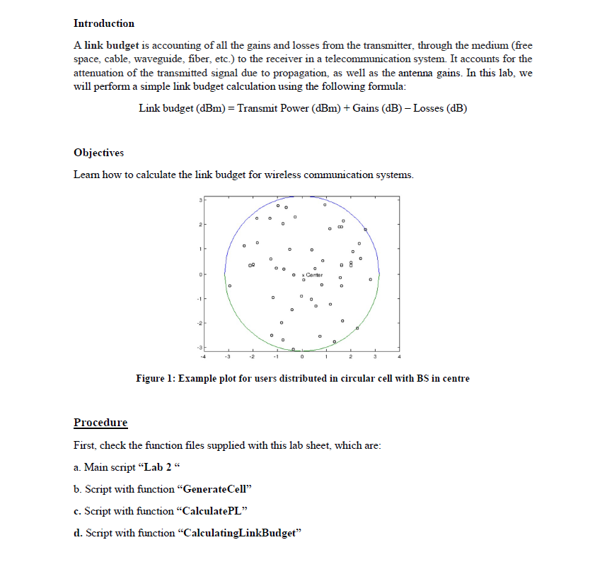 Wireless networking assignment using MATLAB Please | Chegg.com