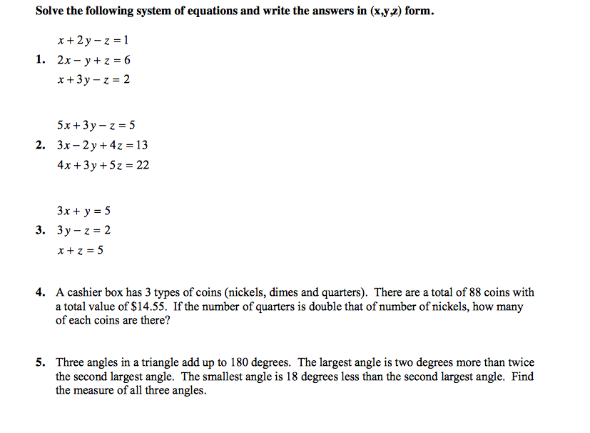 Solved Solve the following system of equations and write the | Chegg.com