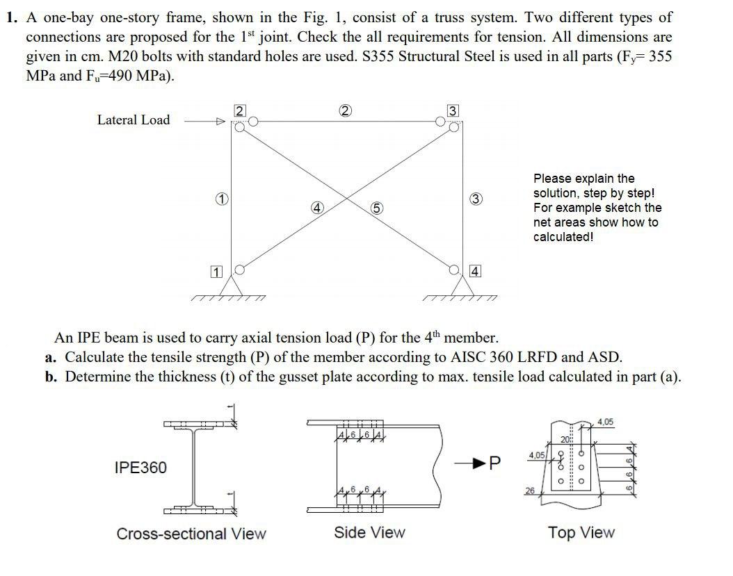 Solved 1. A one-bay one-story frame, shown in the Fig. 1, | Chegg.com