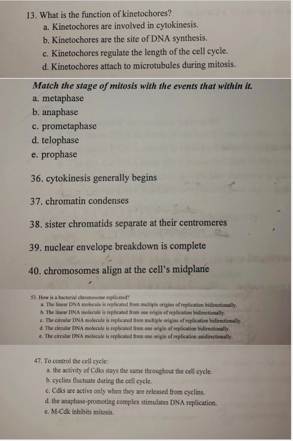 Solved 13. What is the function of kinetochores? a. Biology Diagrams