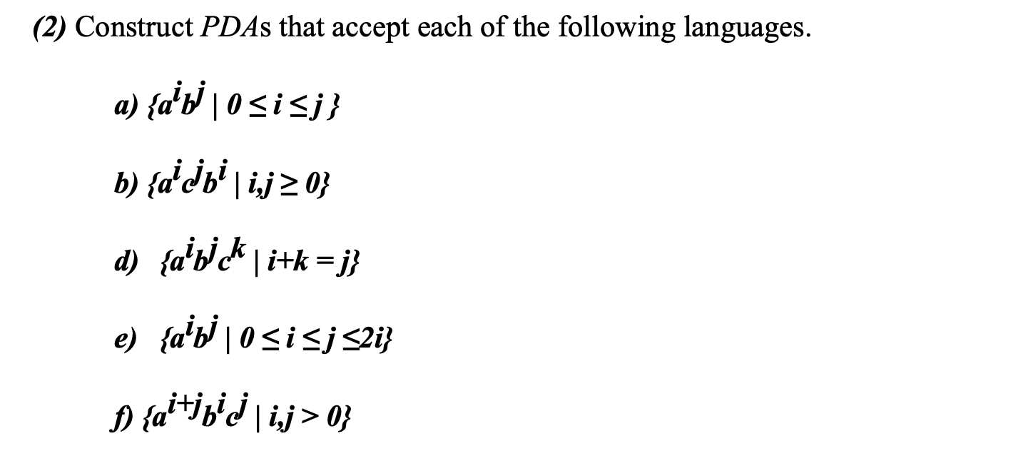 Solved (2) ﻿Construct PDA S That Accept Each Of The | Chegg.com