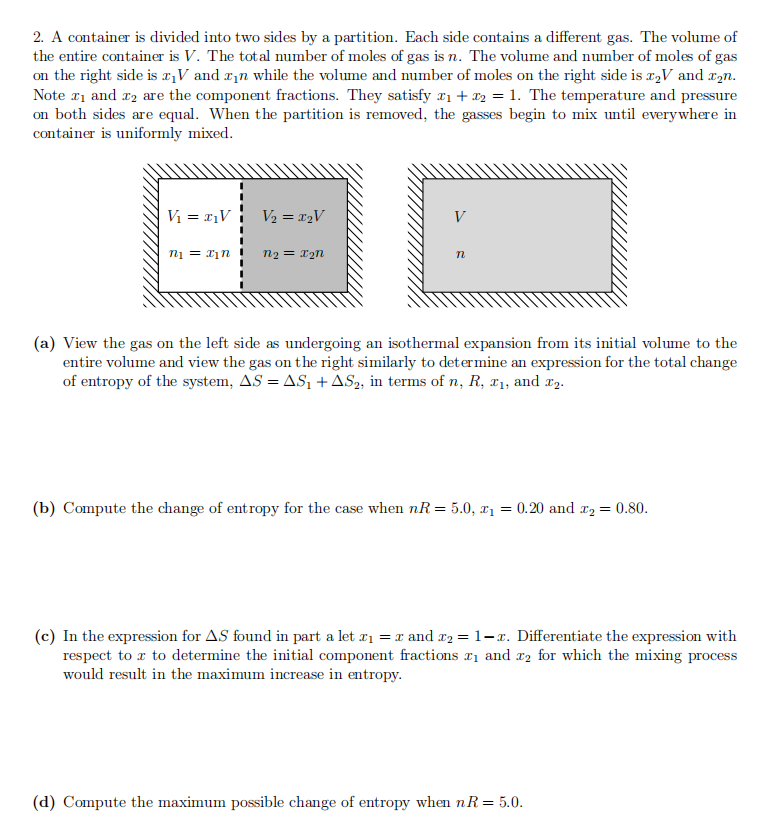 Solved A Container Is Divided Into Two Sides By A Partition. | Chegg.com