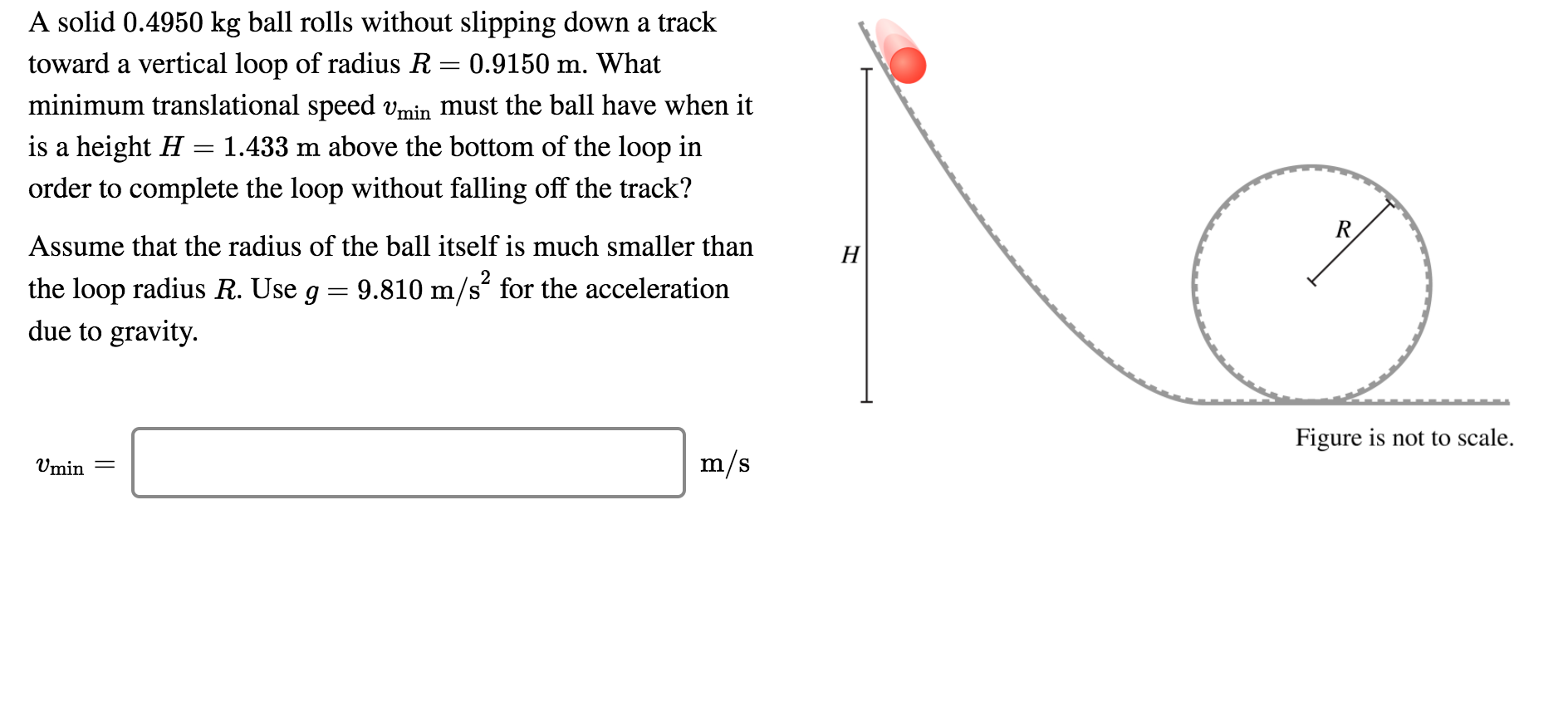 Solved A solid 0.4950 kg ball rolls without slipping down a