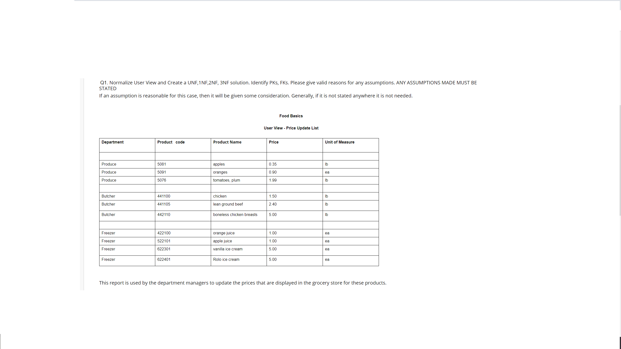 Normalize User View and Create a UNF,1NF,2NF, 3NF