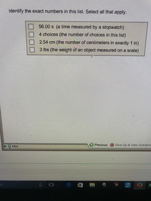 Solved identify the exact numbers in this list select all chegg