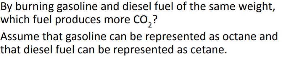 Solved By burning gasoline and diesel fuel of the same | Chegg.com