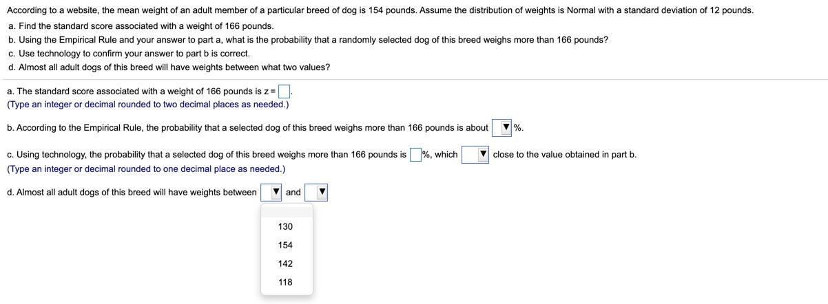 Solved According to a website, the mean weight of an adult | Chegg.com