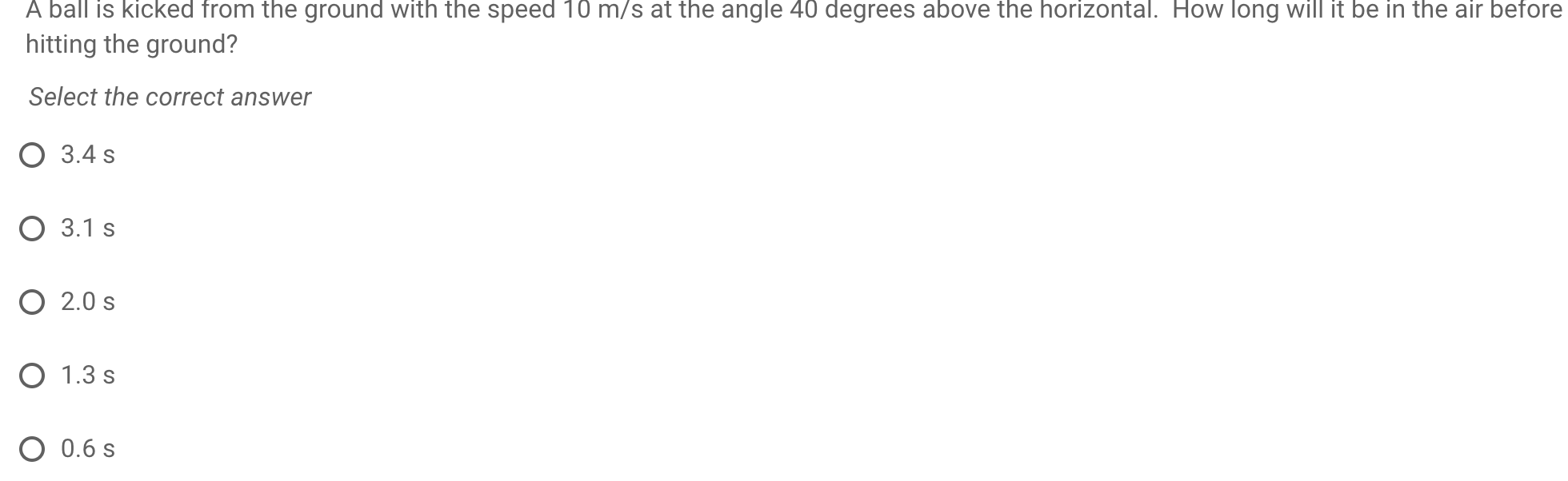 Solved A ball is kicked from the ground with the speed 10 Chegg com