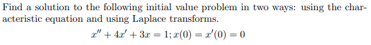 Solved Find a solution to the following initial value | Chegg.com