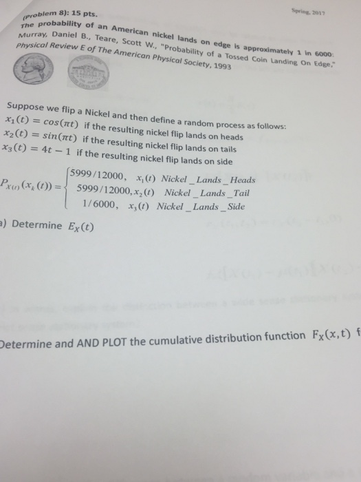 Solved The probability of an American nickel lands on edge