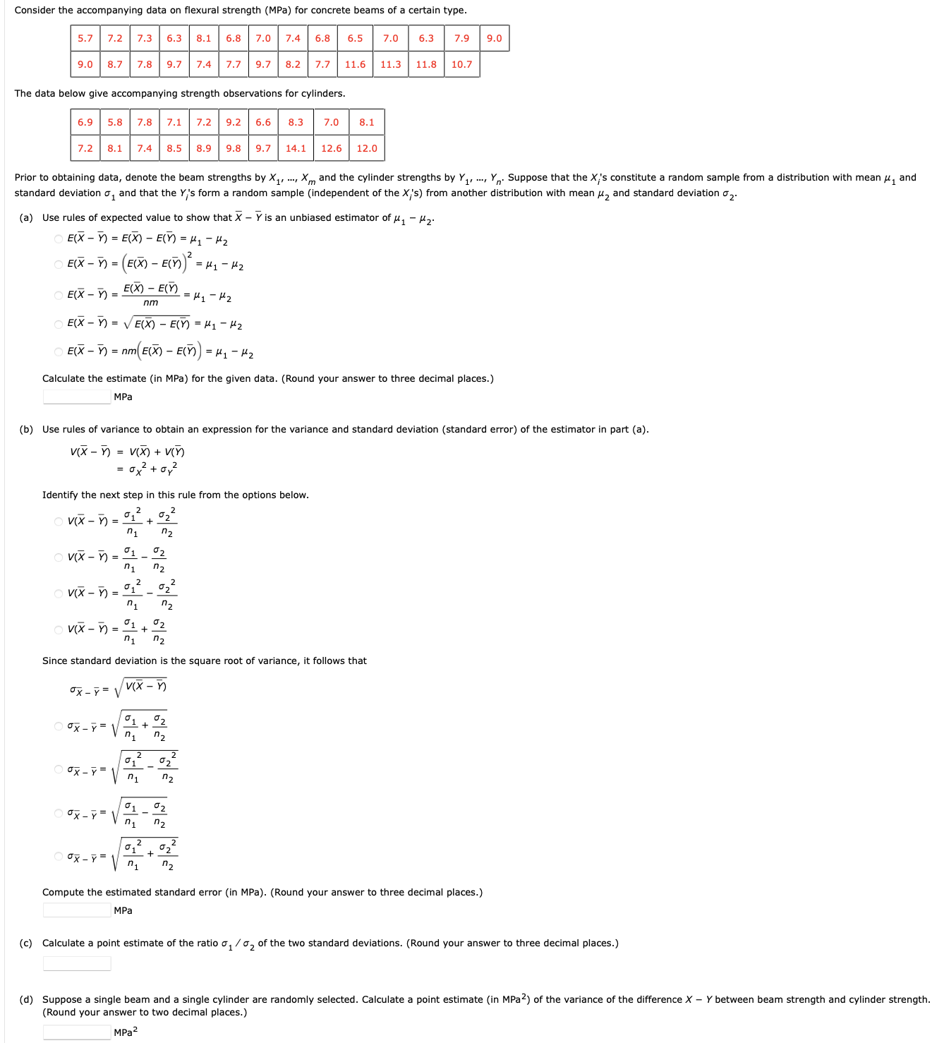 Solved The data below give accompanying strength | Chegg.com
