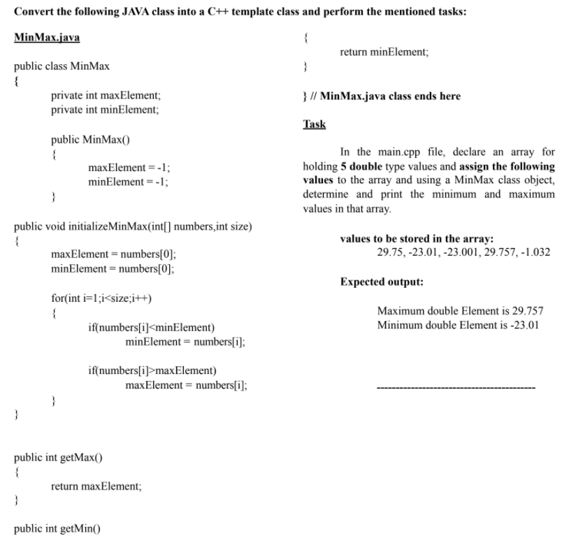 Solved MinMax.java public class MinMax { private int | Chegg.com