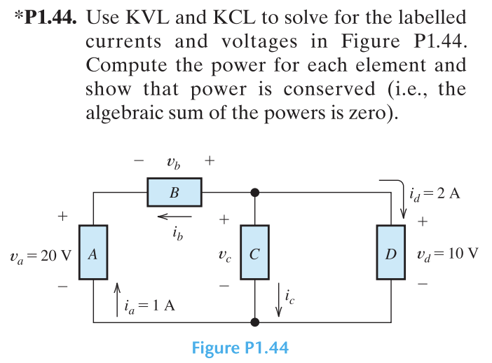 Solved *P1.44. Use KVL and KCL to solve for the labelled | Chegg.com