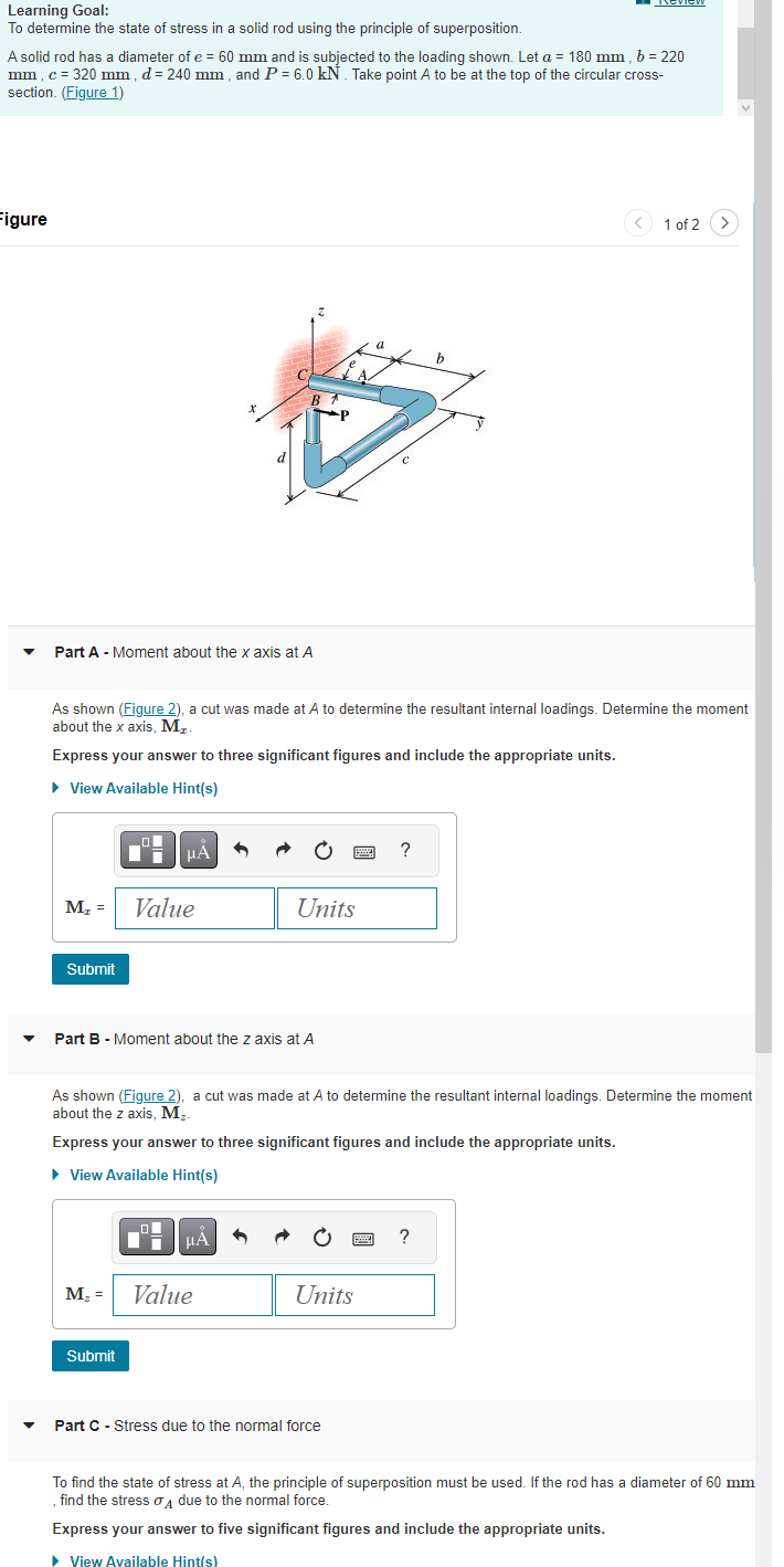 Solved Learning Goal: To determine the state of stress in a | Chegg.com