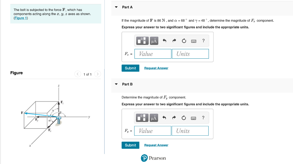 Solved The bolt is subjected to the force F, which has