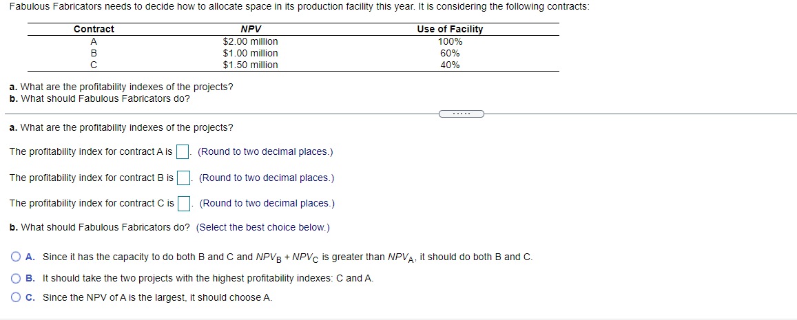 Solved Fabulous Fabricators needs to decide how to allocate | Chegg.com