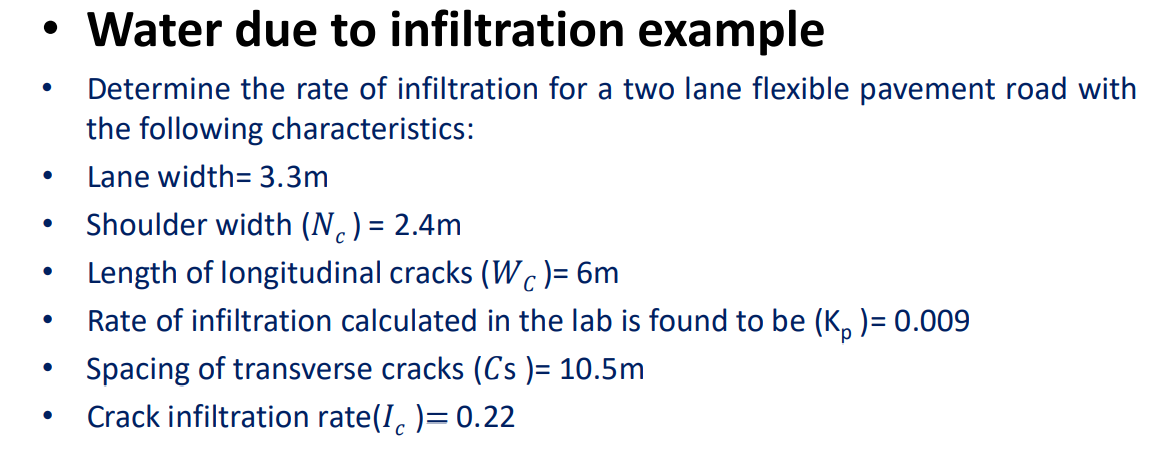 Solved - Water due to infiltration example - Determine the | Chegg.com