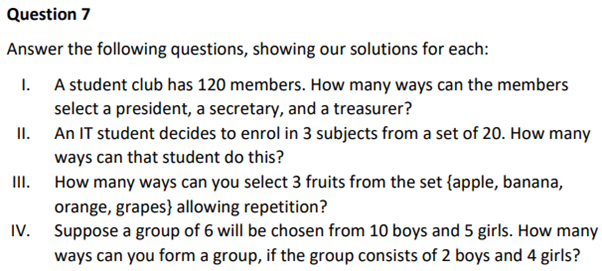 Solved Question 7 Answer the following questions, showing | Chegg.com