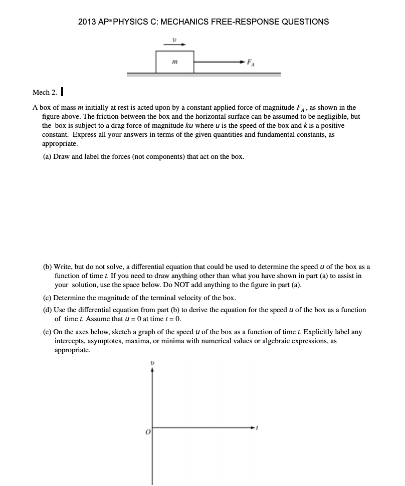 Solved 2013 APOPHYSICS C MECHANICS FREE RESPONSE QUESTIONS