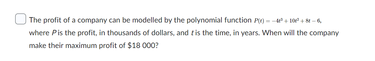 Solved The profit of a company can be modelled by the | Chegg.com